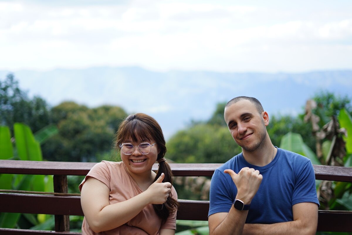 Teen and a friend overlooking the Thailand hills